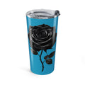 20oz Black Rose Tumbler — Insulated Travel Cup with Floral Gothic Design- Turquoise