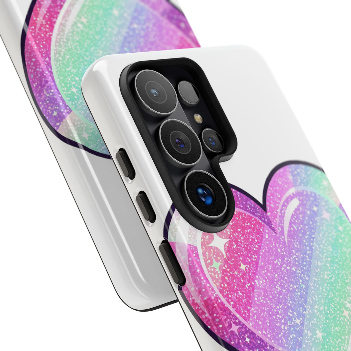 Pastel Glitter Heart Tough Phone Case — Cute Protective Phone Cover