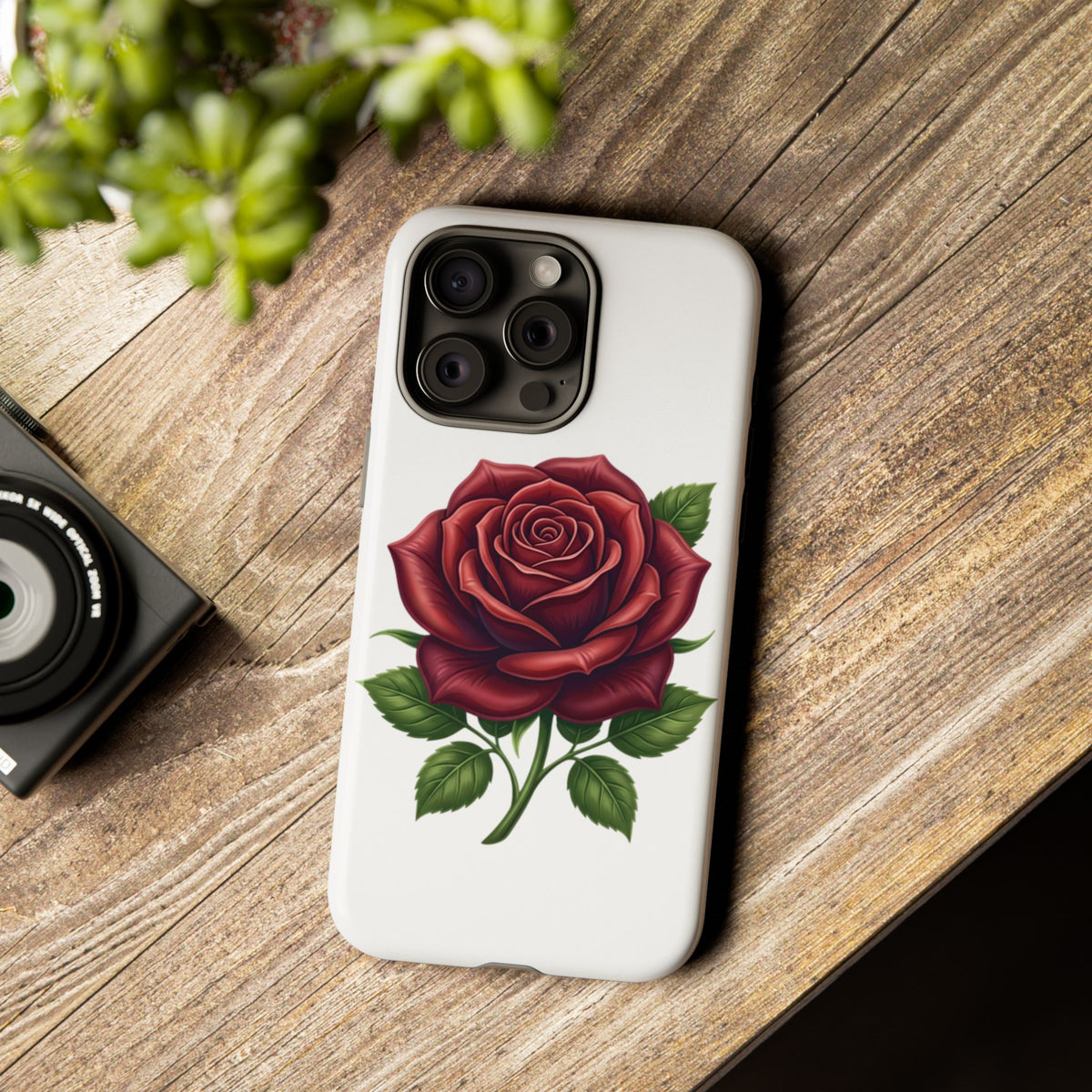 Rose Phone Case — Vintage Red Rose Floral Protective Cover