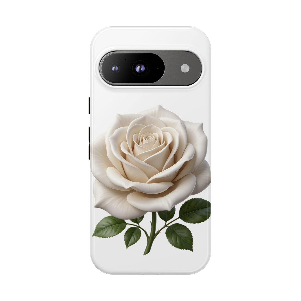 White Rose Tough Phone Case – Elegant Floral Protective Cover