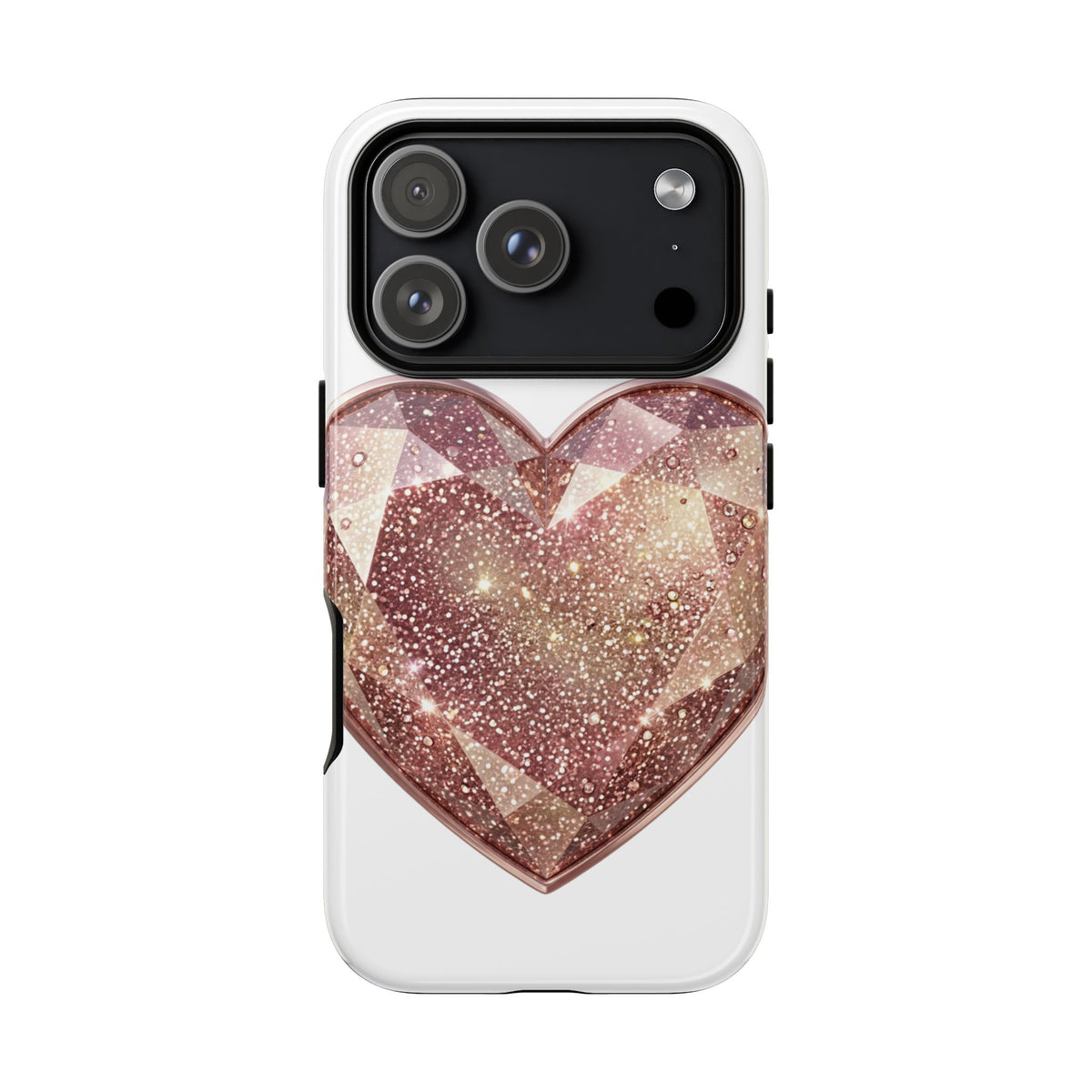 Rose Gold Glitter Crystal Heart Phone Case