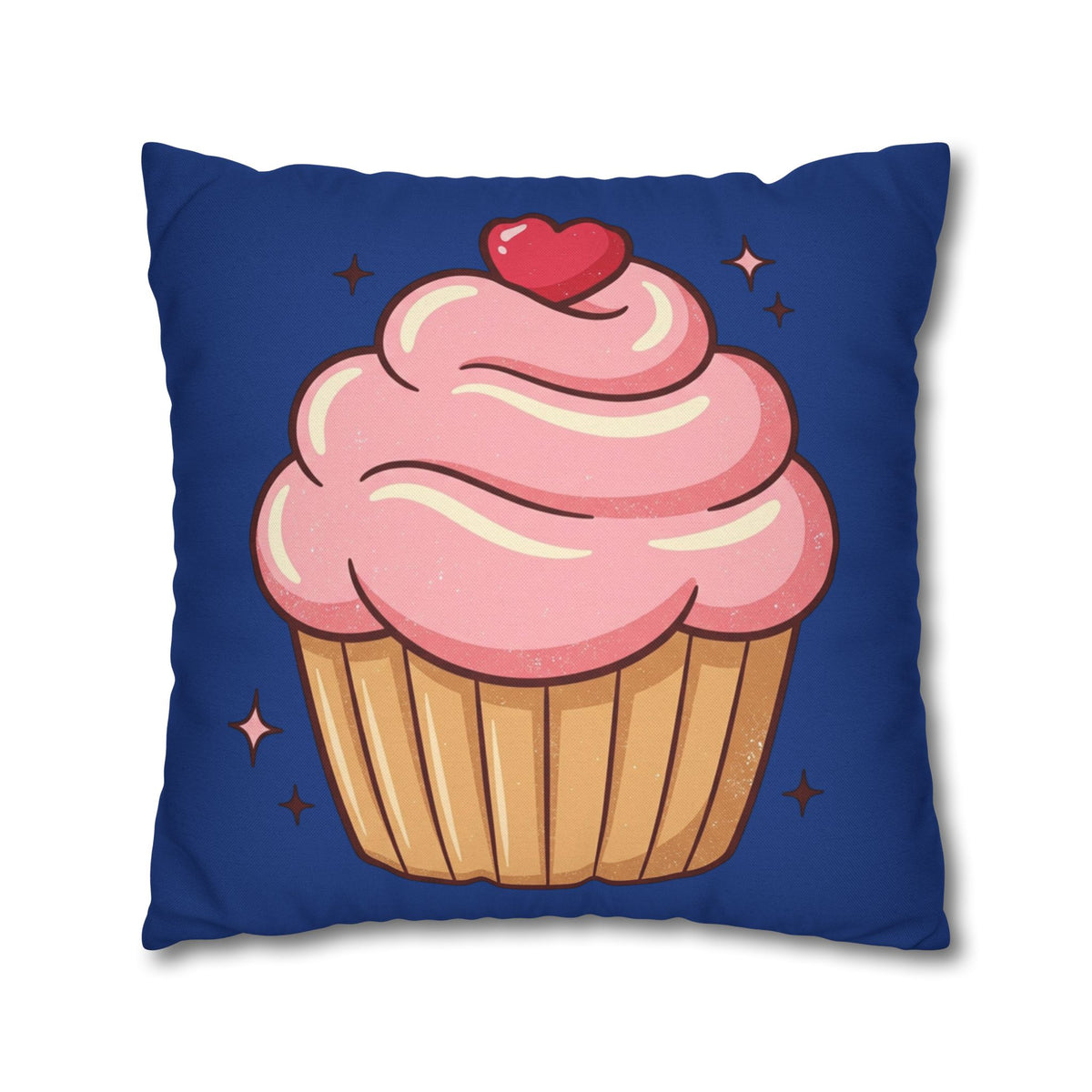 Pink Cupcake Spun Polyester Square Pillowcase- Navy