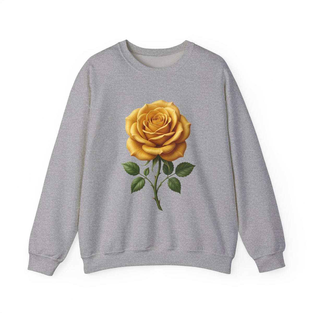 Yellow Rose Crewneck Sweatshirt — Vintage Floral Graphic