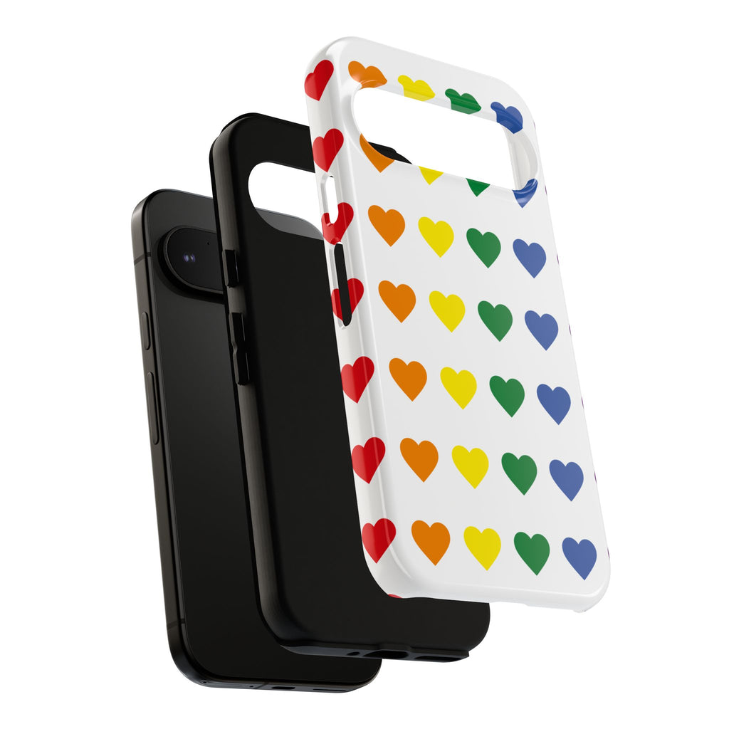 Rainbow Heart Tough Phone Case — Pride Pattern Protective Cover
