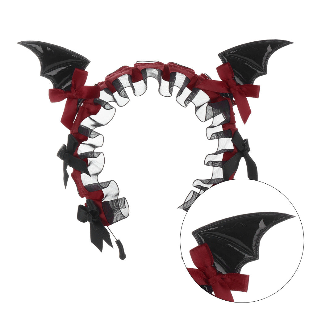 Halloween Bat Lace Headband Dark Gothic Lolita  Hair Accessory Cosplay Live Streaming Headwear Prop