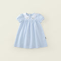 Girls' Peter Pan Collar Embroidered Short Sleeve Dress