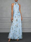 Halter neck printed dress