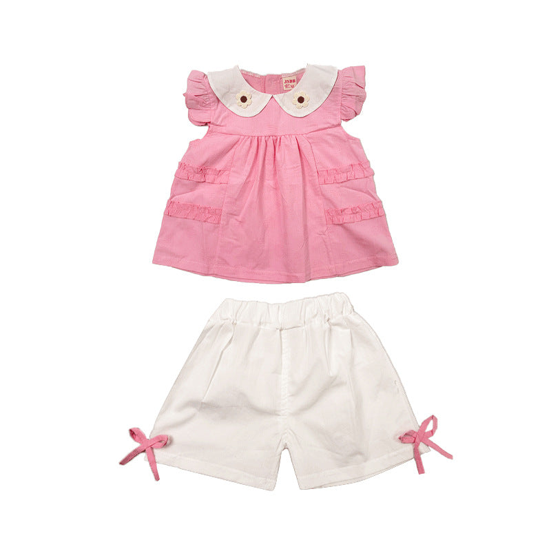 Girls' short sleeved two-piece set for small and medium-sized children