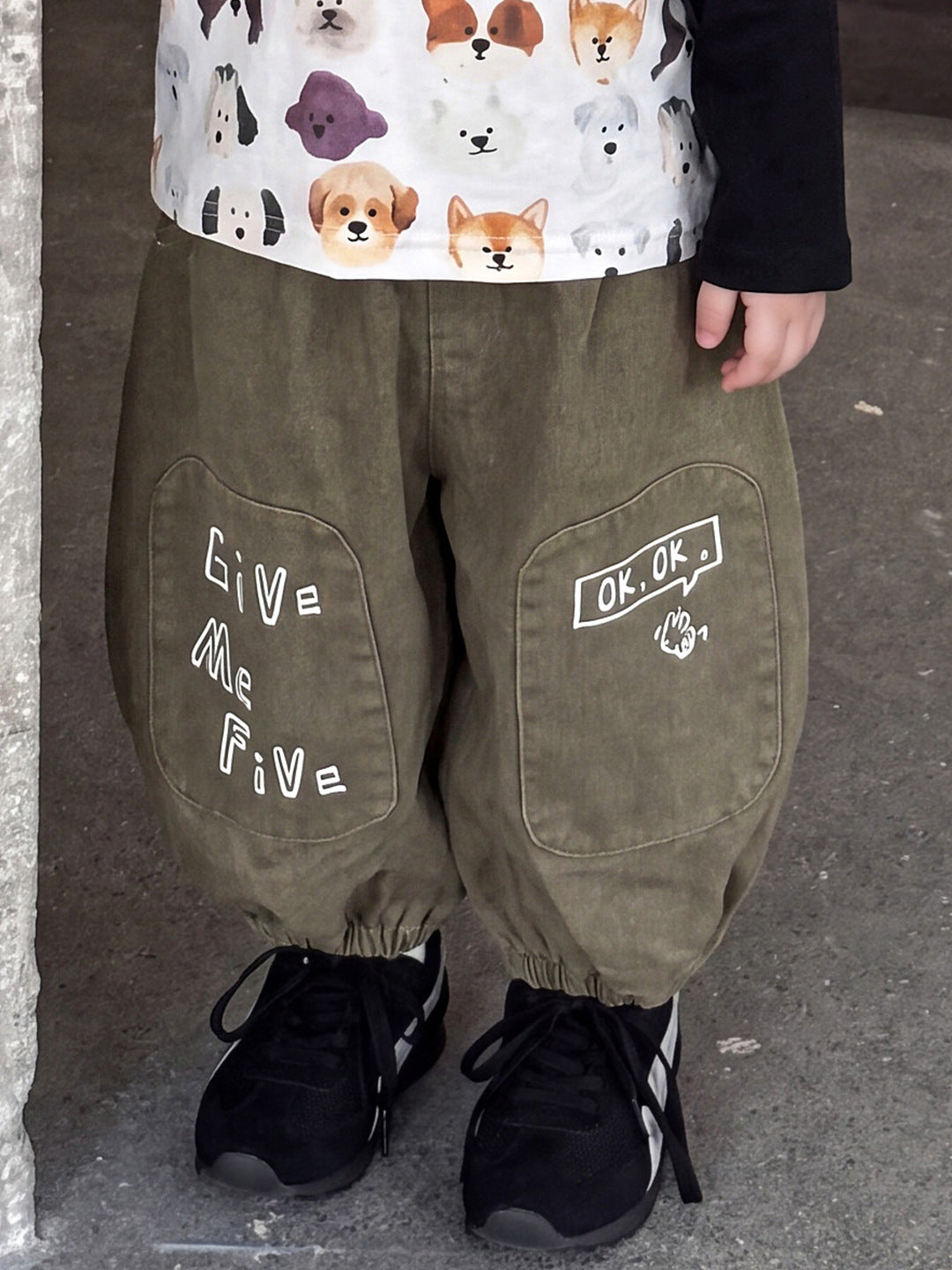 Two-Piece Set for Boys Dog Print Base Layer Lantern Pants Cool Baby Boy Outfit