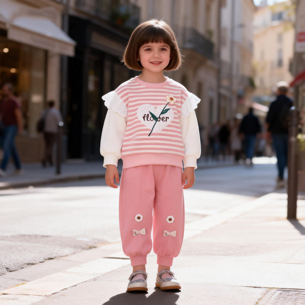 Children's striped casual long sleeved two-piece set baby autumn clothes