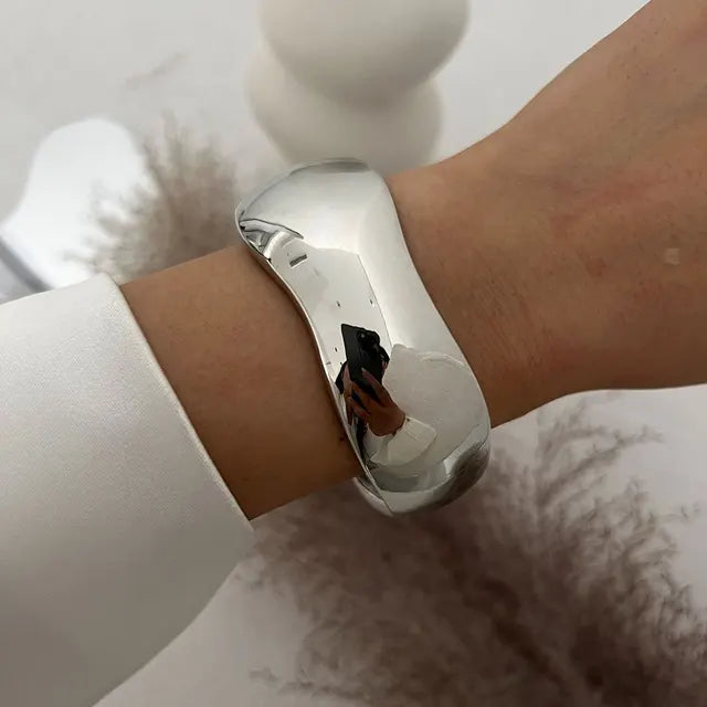 Cuff Wide Bangle Gold & Silver