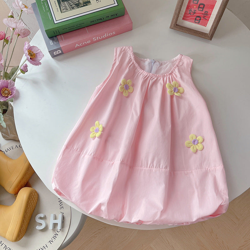 Baby girl sleeveless floral bud dress