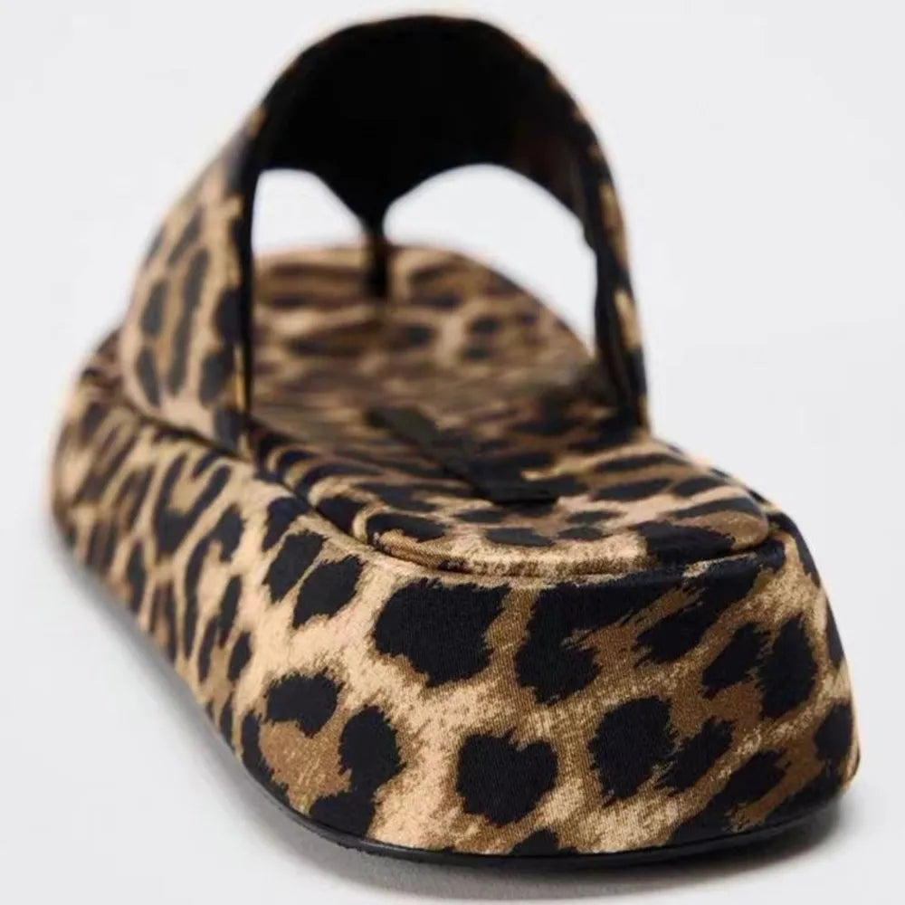 Leopard Toe Post Sandals