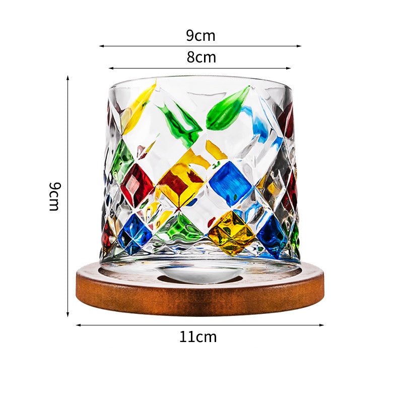 Hand drawn rotating glass cups multiple multi-purpose whiskey glasses rotating glass cups