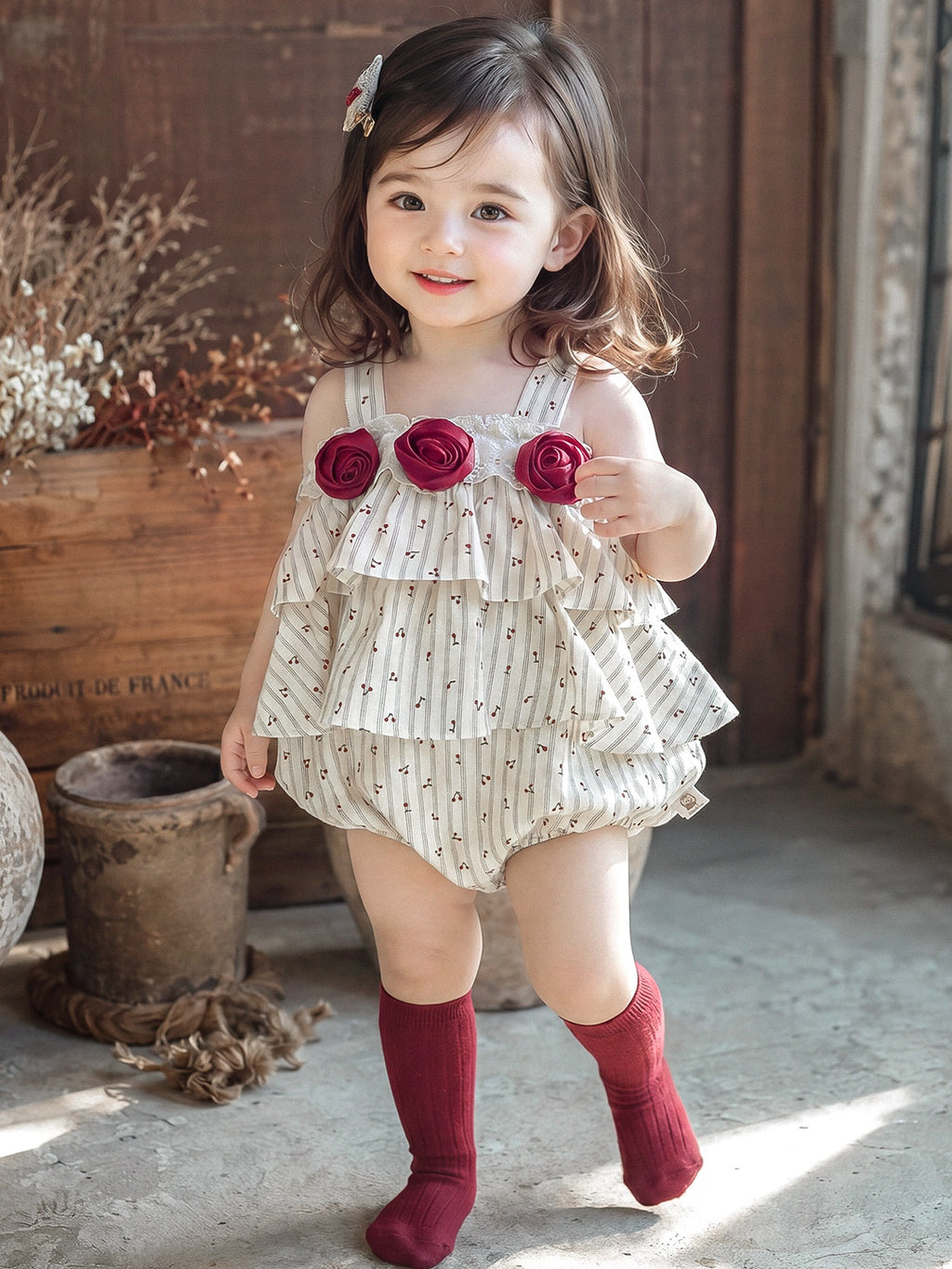 Cute baby girl summer A-class romper, floral cake skirt, pure cotton one-piece outfit