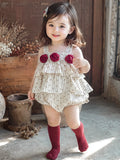 Cute baby girl summer A-class romper, floral cake skirt, pure cotton one-piece outfit