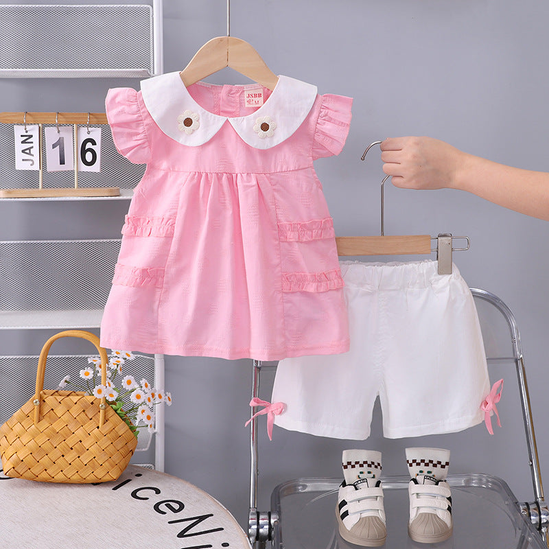 Girls' short sleeved two-piece set for small and medium-sized children