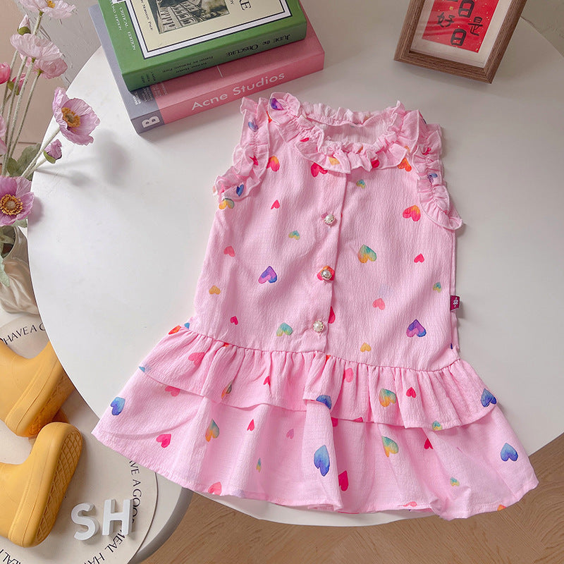Girls' Dress Summer Dress Baby Girl Love Sleeveless Dress