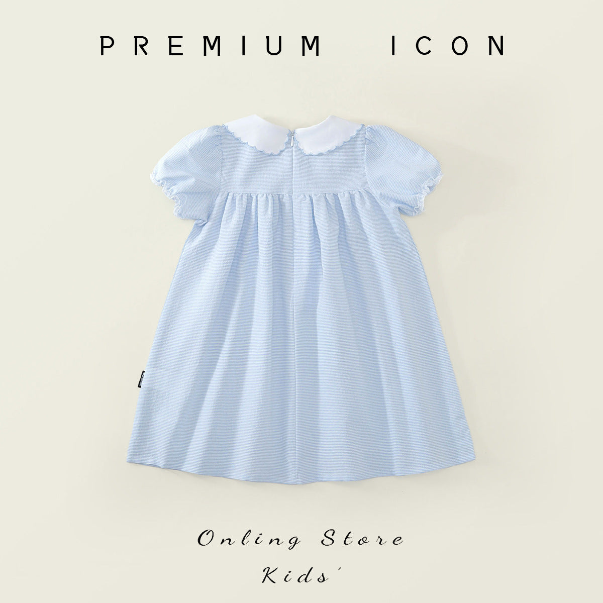 Girls' Peter Pan Collar Embroidered Short Sleeve Dress