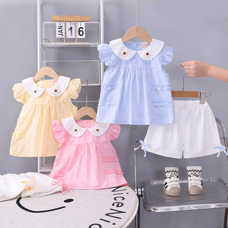 Girls' short sleeved two-piece set for small and medium-sized children