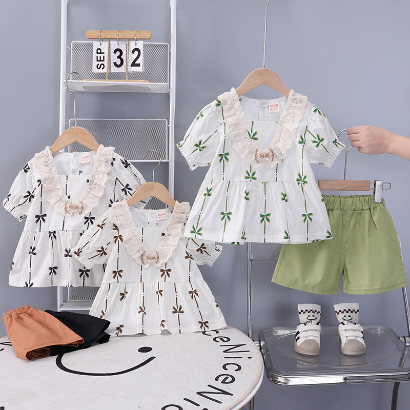 Children's summer short sleeved shorts two-piece set for babies