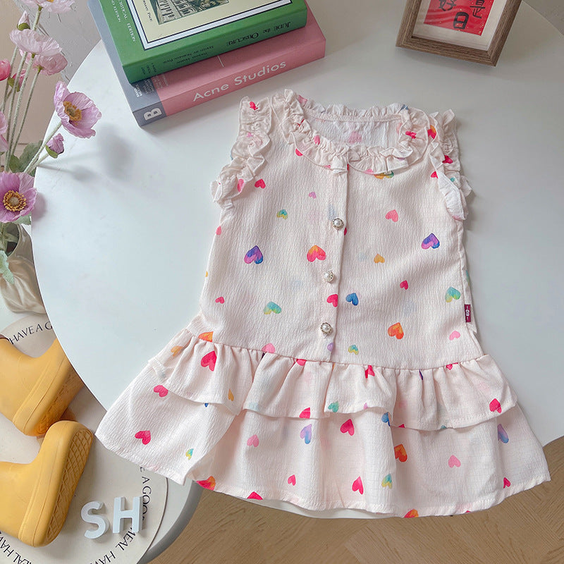 Girls' Dress Summer Dress Baby Girl Love Sleeveless Dress