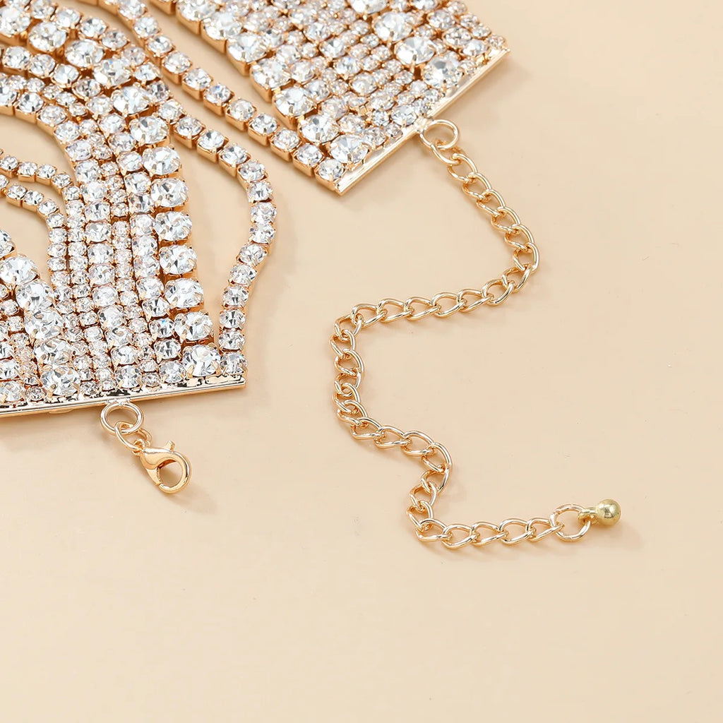 Luxury Superflash White Crystal Chokers Necklaces for Women Multilayer Claw Chain Rhinestone Necklaces Statements Jewelry Gift