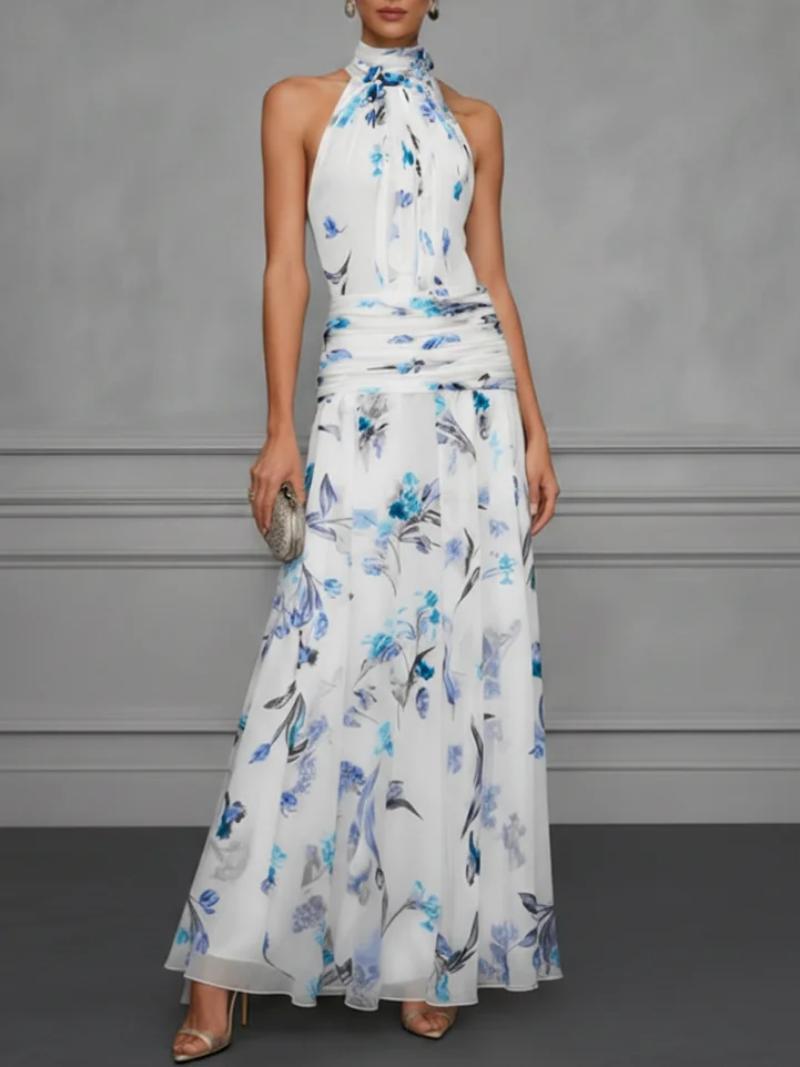 Halter neck printed dress