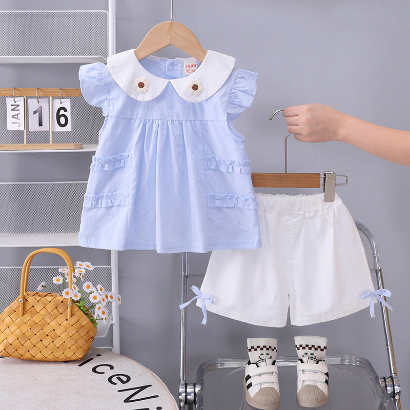 Girls' short sleeved two-piece set for small and medium-sized children