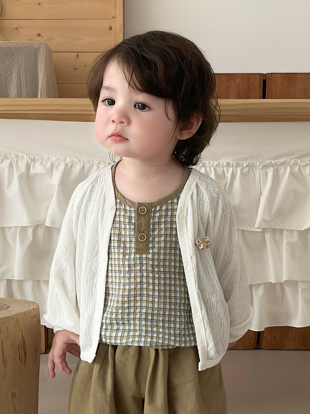 Baby Boy Summer Two-piece Set, Simple Checkered Sleeveless Vest, Loose Lantern Shorts
