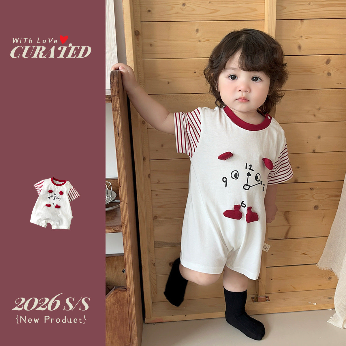 Cartoon Stripes Summer Baby Clothes Boy Onesie Lightweight Crawling Suit