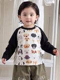 Two-Piece Set for Boys Dog Print Base Layer Lantern Pants Cool Baby Boy Outfit
