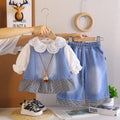 Baby girl denim vest long sleeved three piece set