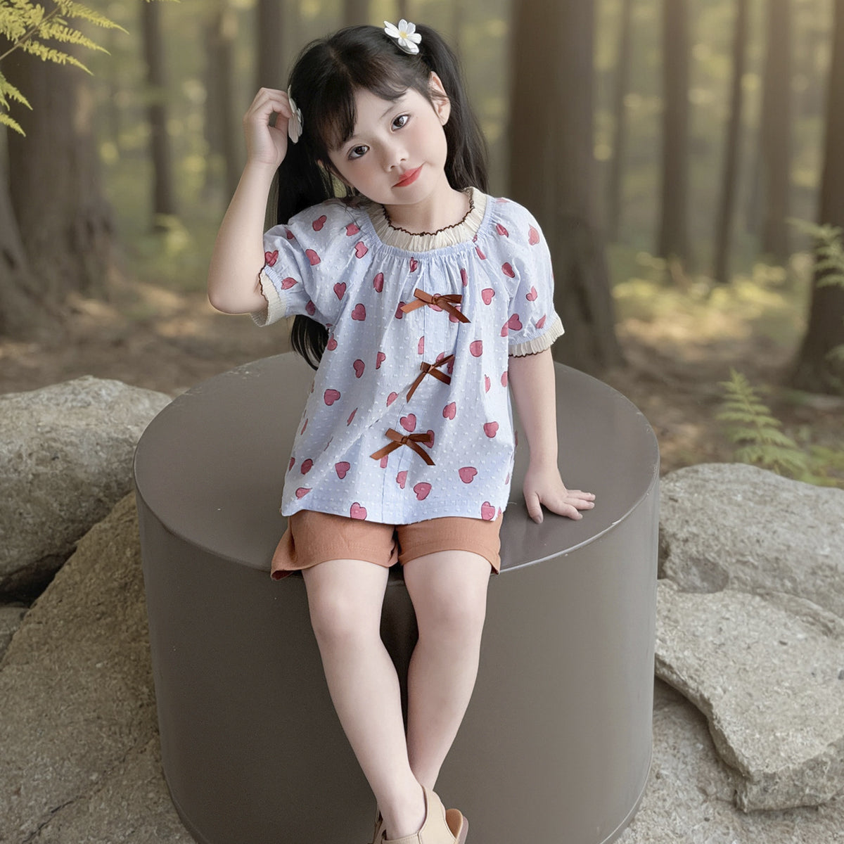 Love short sleeved shorts two-piece set