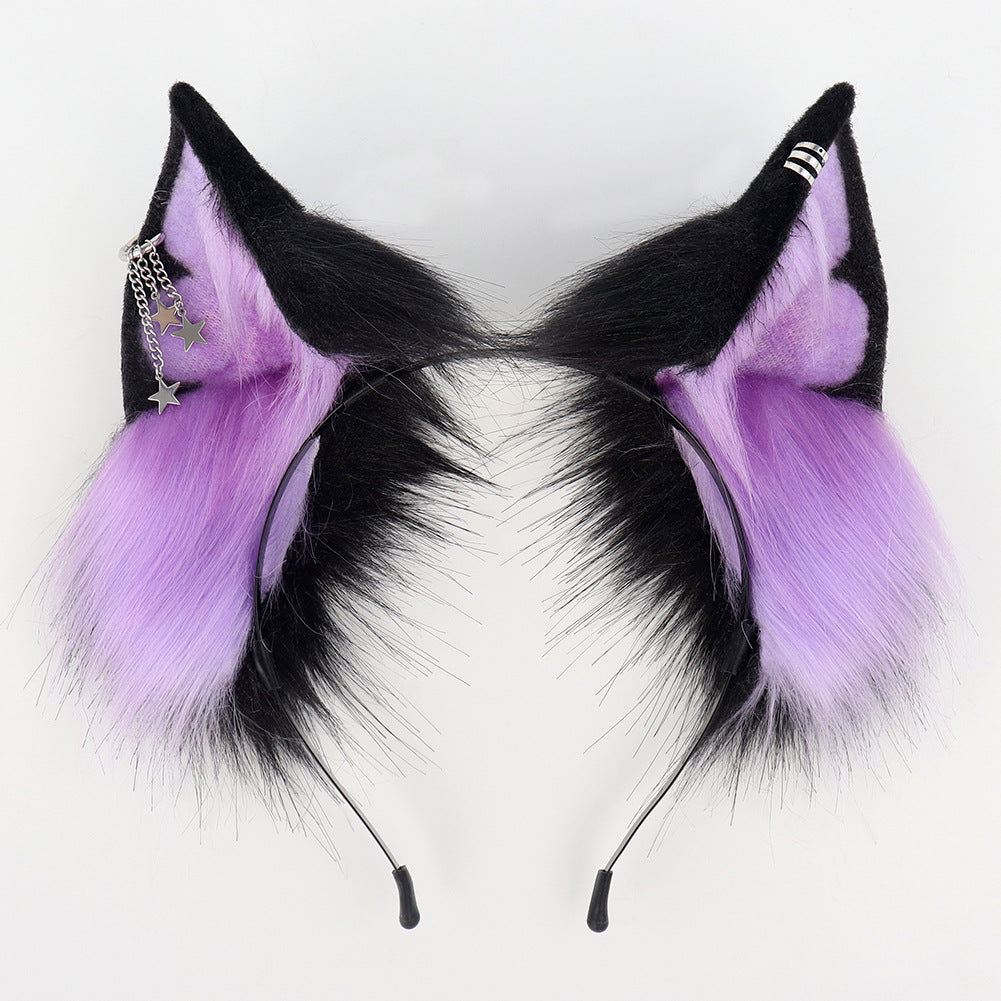 New Halloween Handmade Animal Ears Headband Cosplay Plush Realistic Fox Ears Anime Convention Live Stream Cat Headwear