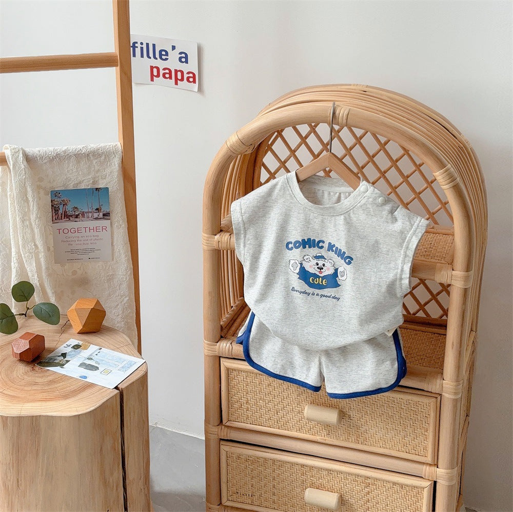 Casual Sleeveless T-Shirt and Shorts Set for Boys