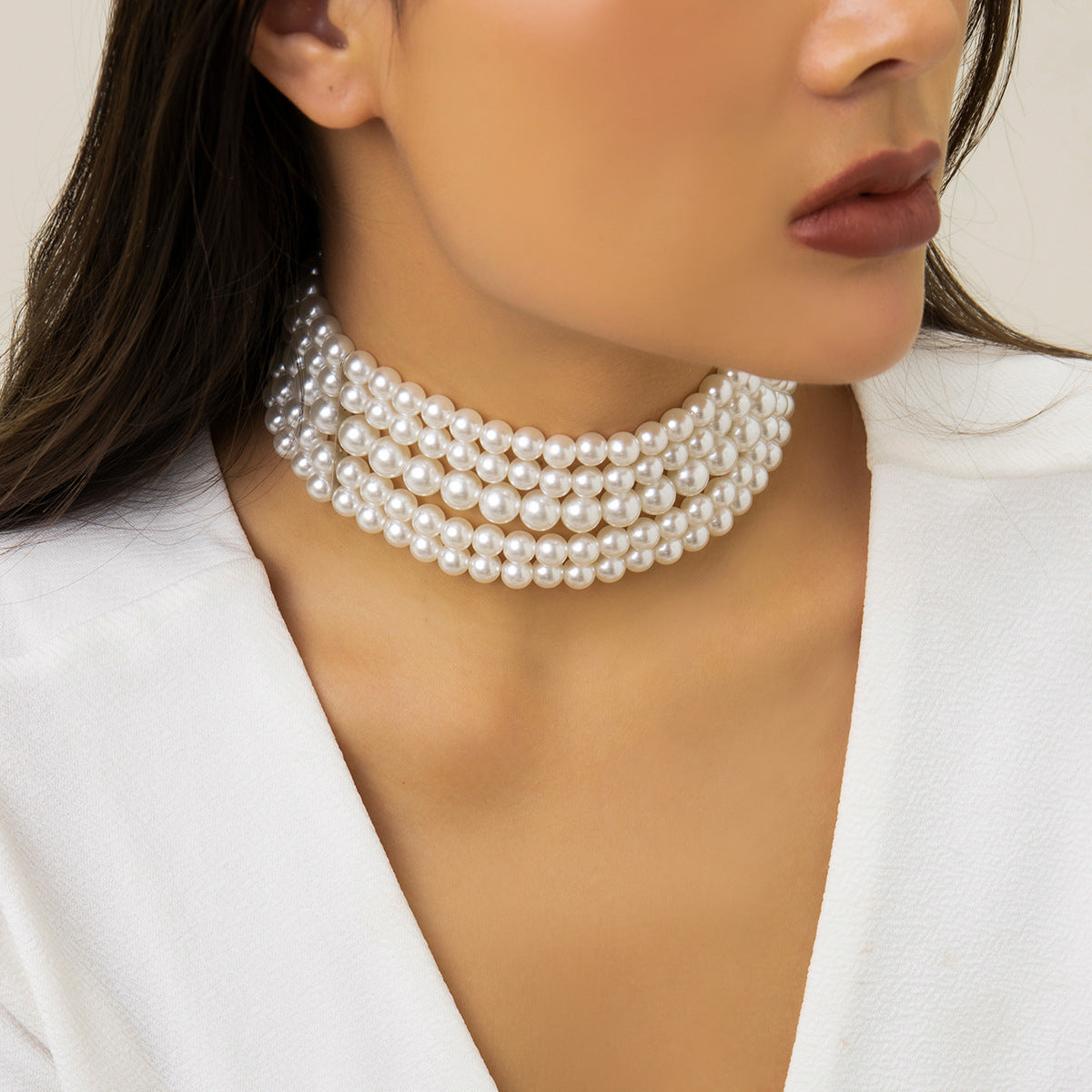 Street Photography Popular Popular Necklaces Handmade Multi layer Pearl Necklaces Neck Accessories Female Choker