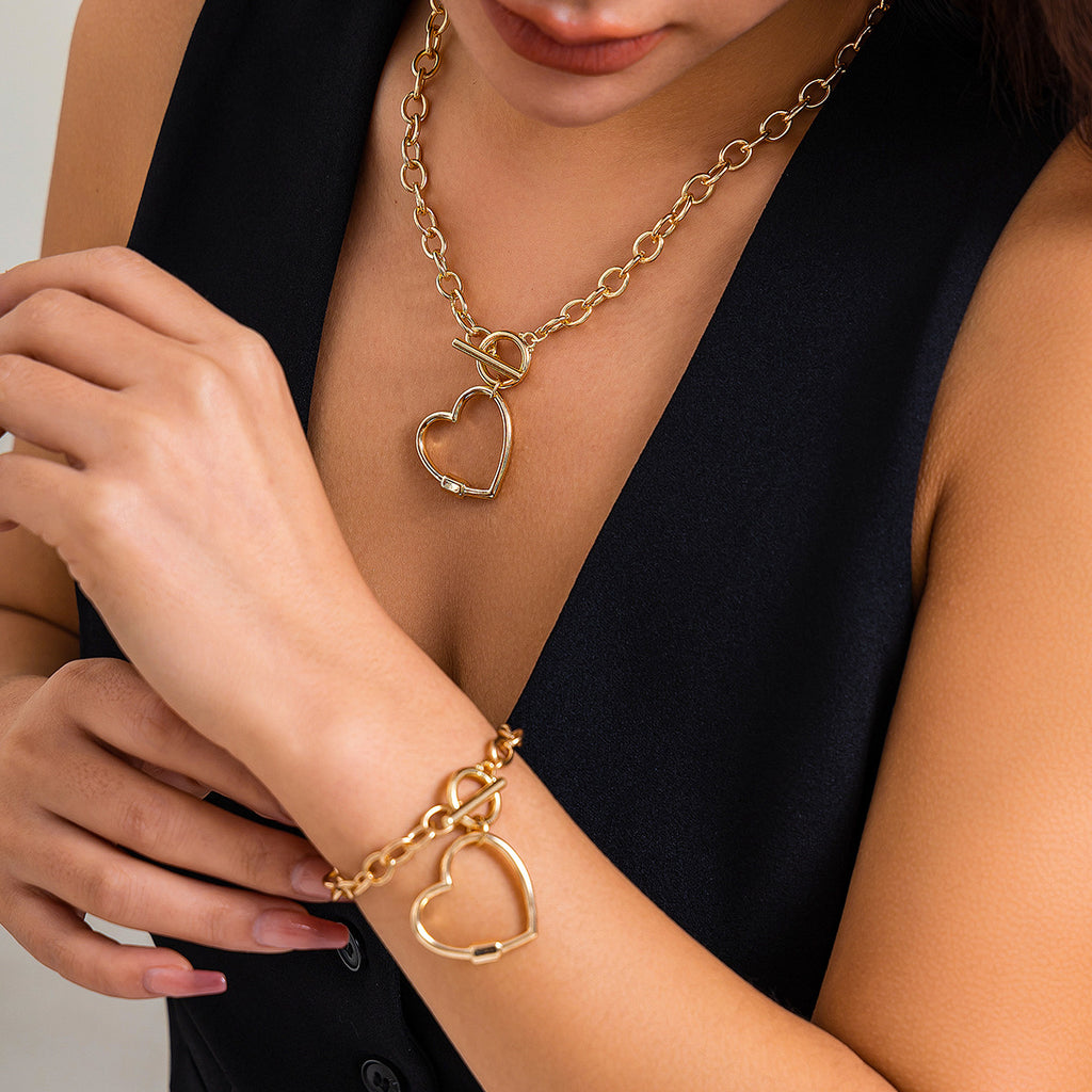 Cold and minimalist necklaces, versatile star shaped necklaces, sweet and cool French style heart-shaped necklace set, accessories