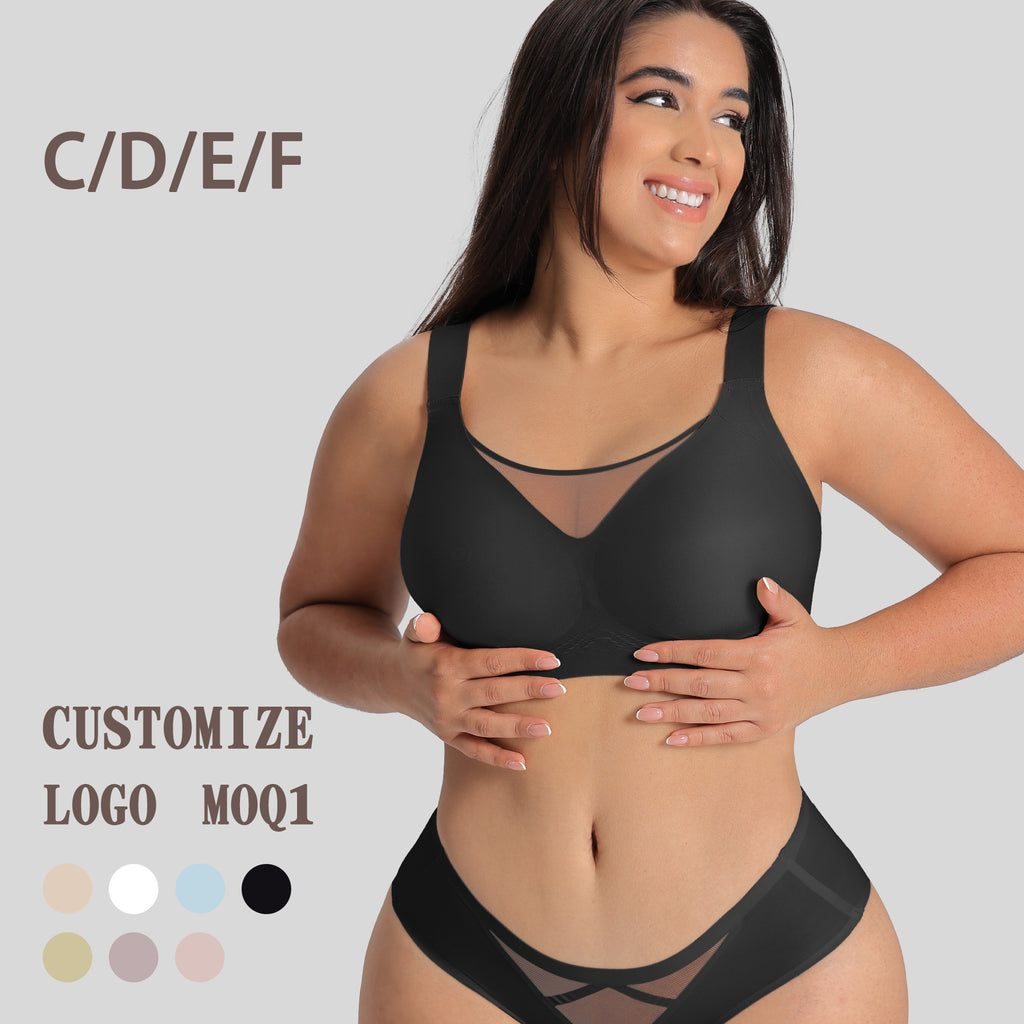 Plus Size Bra with Large Cups and Gel Padding for Women, Seamless Customized Underwear
