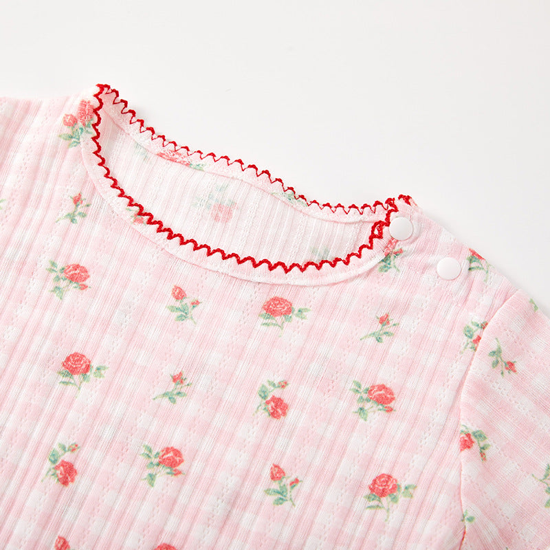 Clothes Cute Infant Short Sleeve Onesie Round Neck Button-Up T-Shirt Baby Bodysuit