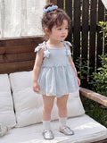 Romper with Star Sequin Tulle Dress, Sleeveless Bodysuit for Infants and Toddlers, Outing Crawling Suit, Girl's Straps One-Piece Clothing