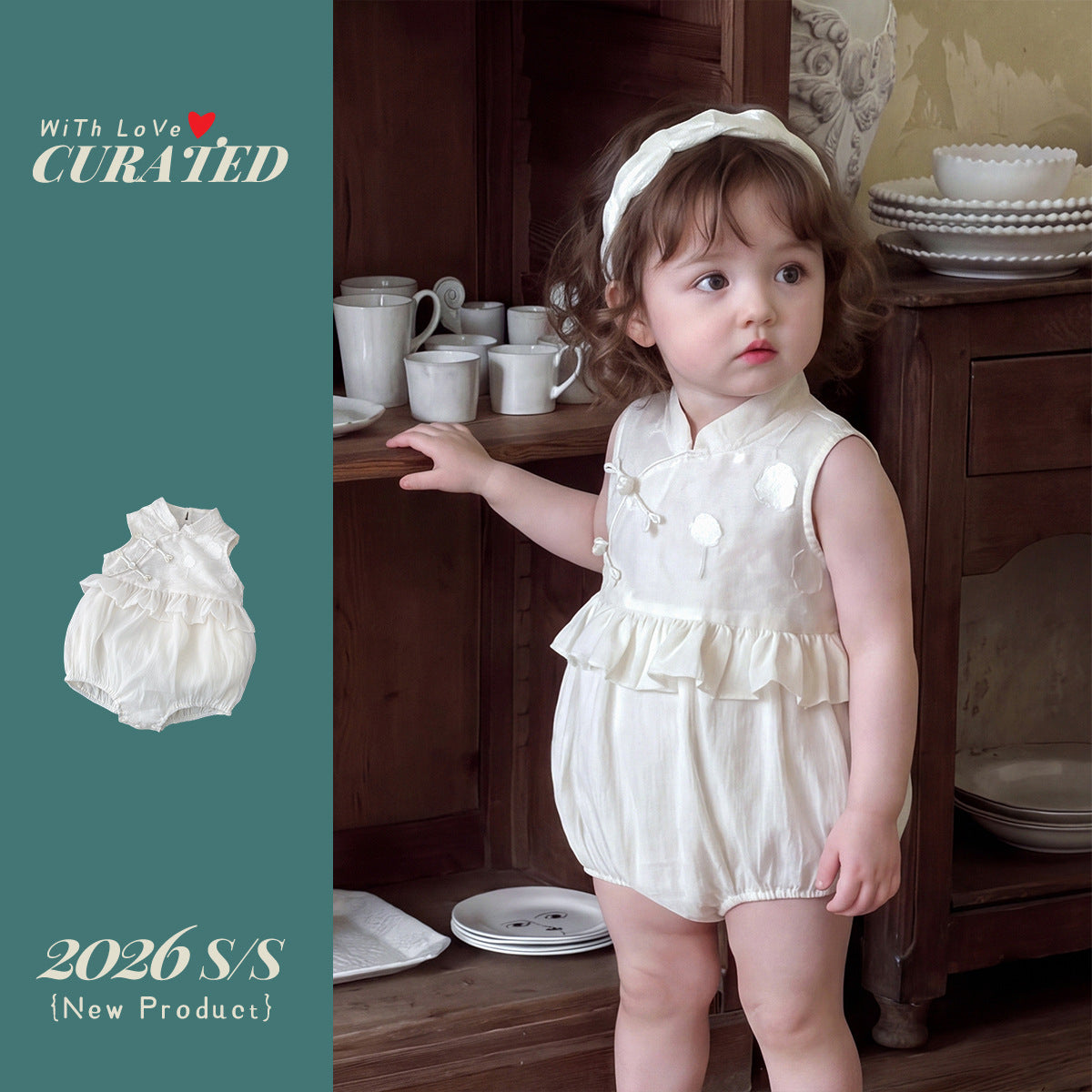 Sweet Embroidered Bodysuit, Baby Girl's 100-Day and First Birthday Outfit