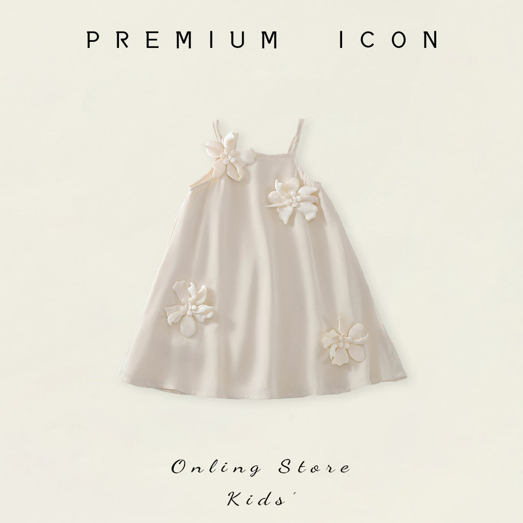 Floral Strap Dress for Girls, Sweet Princess Dress