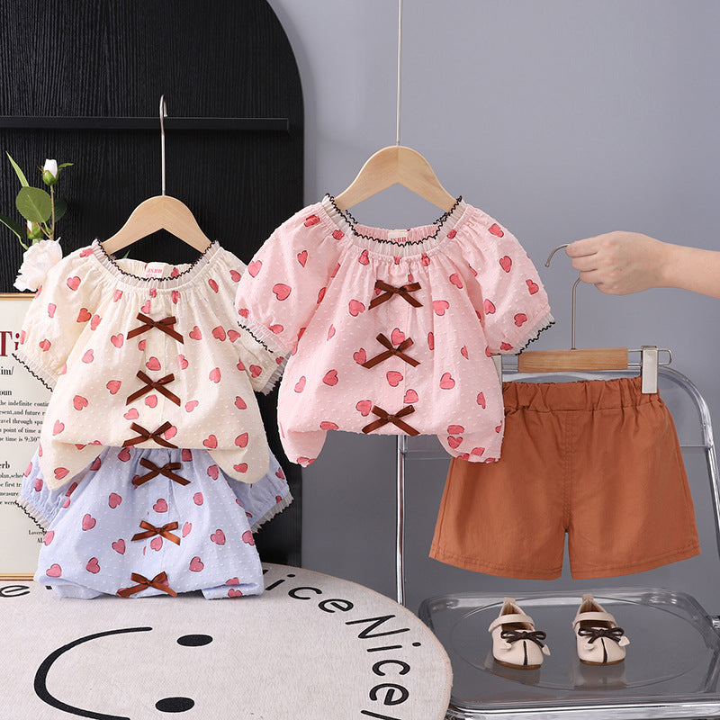 Love short sleeved shorts two-piece set
