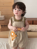 Lion Overalls with Stripe Vest, Two-Piece Set, Children's Summer Clothing