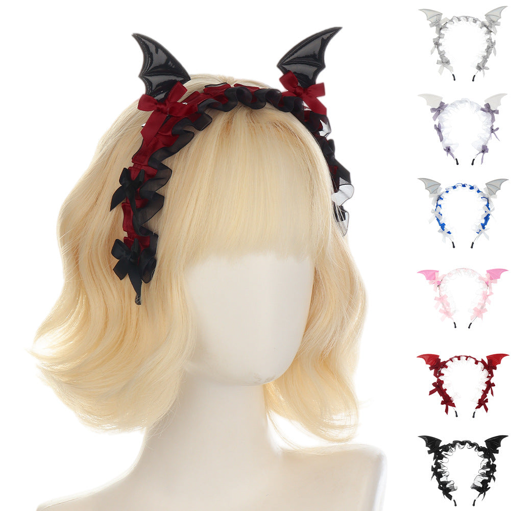 Halloween Bat Lace Headband Dark Gothic Lolita  Hair Accessory Cosplay Live Streaming Headwear Prop