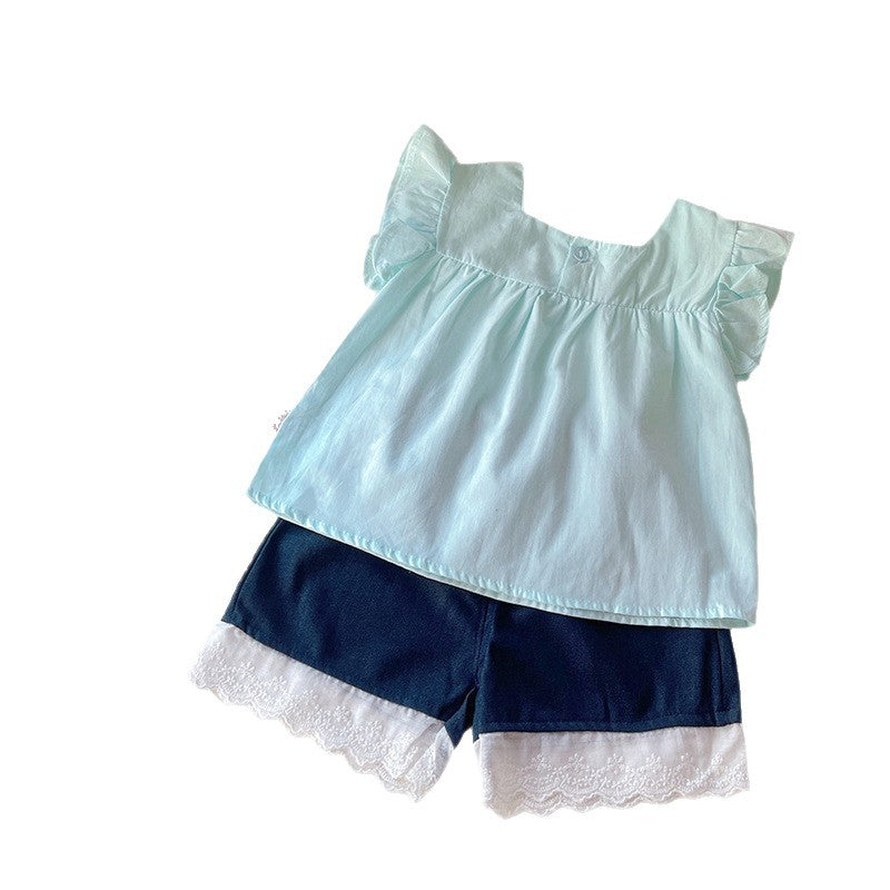 Summer casual sleeveless shorts two-piece set