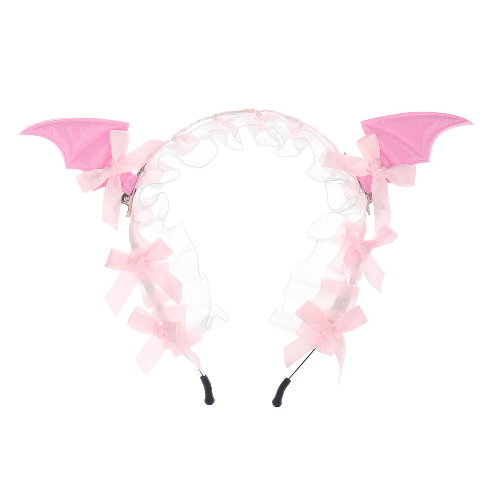 Halloween Bat Lace Headband Dark Gothic Lolita  Hair Accessory Cosplay Live Streaming Headwear Prop