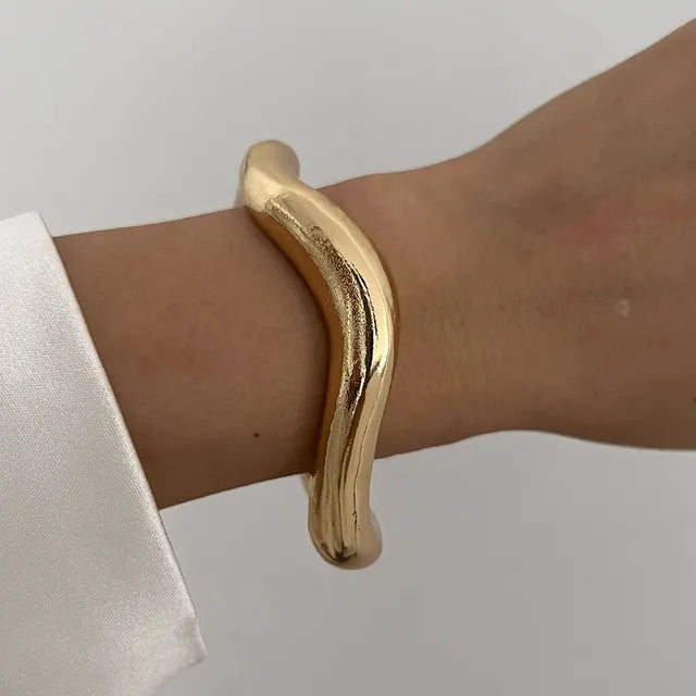 Cuff Wide Bangle Gold & Silver