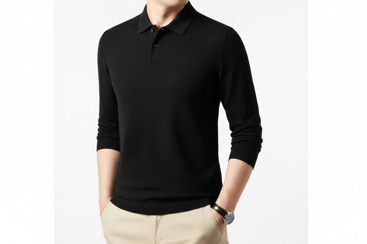Men's Pure Cotton Long Sleeve  Polo Shirt